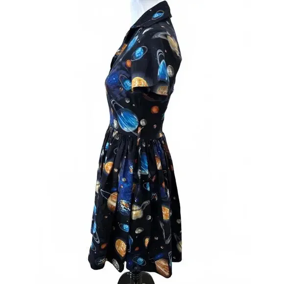 Retro Inspired Pin Up style dress by Bernie Dexter Space Planets A 1950 vibe - Picture 3 of 8